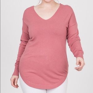 Plus Size Mauve Pink Sweater Blouse